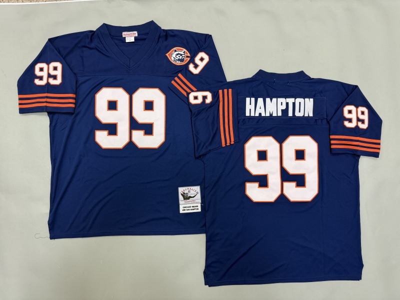 Men 2025 Nike Chicago Bears 99 Hampton blue Throwback Limited NFL Jersey style 001